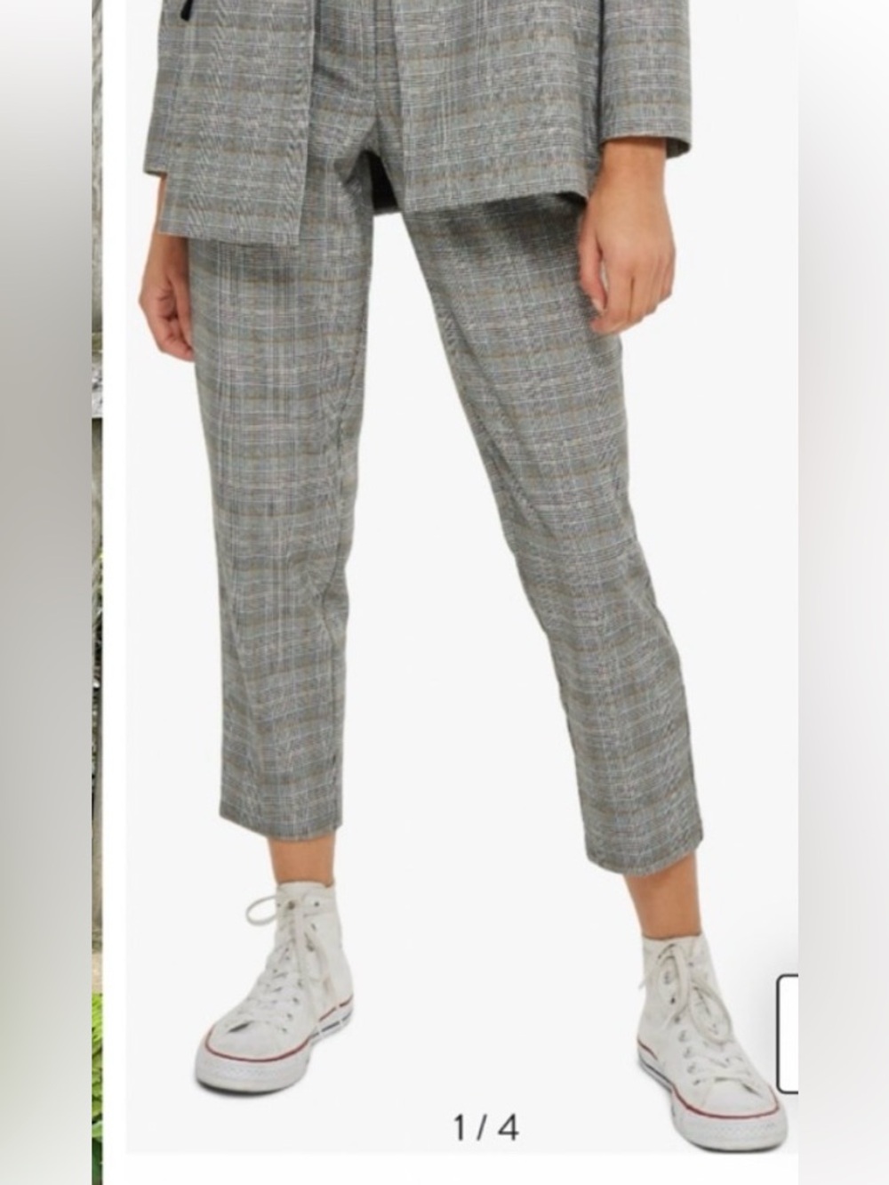 Topshop Nordstrom Check Taper Leg Trousers Plaid Pants crop 8 (fit Ik 6-8)